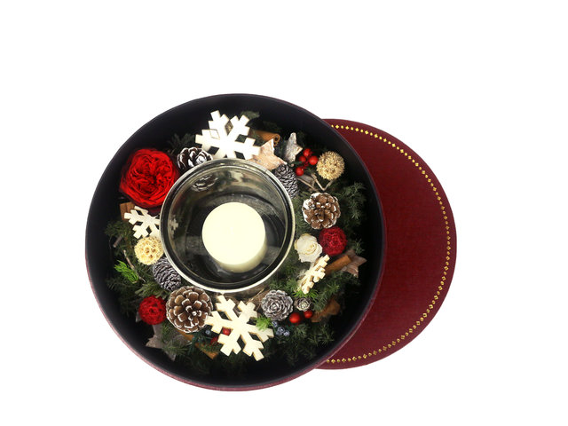 Preserved Forever Flower - Christmas Preserved Flower Wreath Candleholder M60 - PR1108A2 Photo